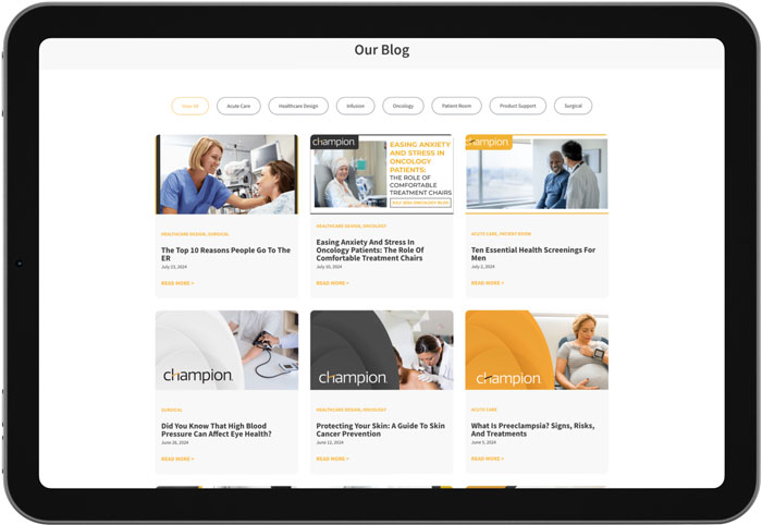 screenshot of Champion blog page